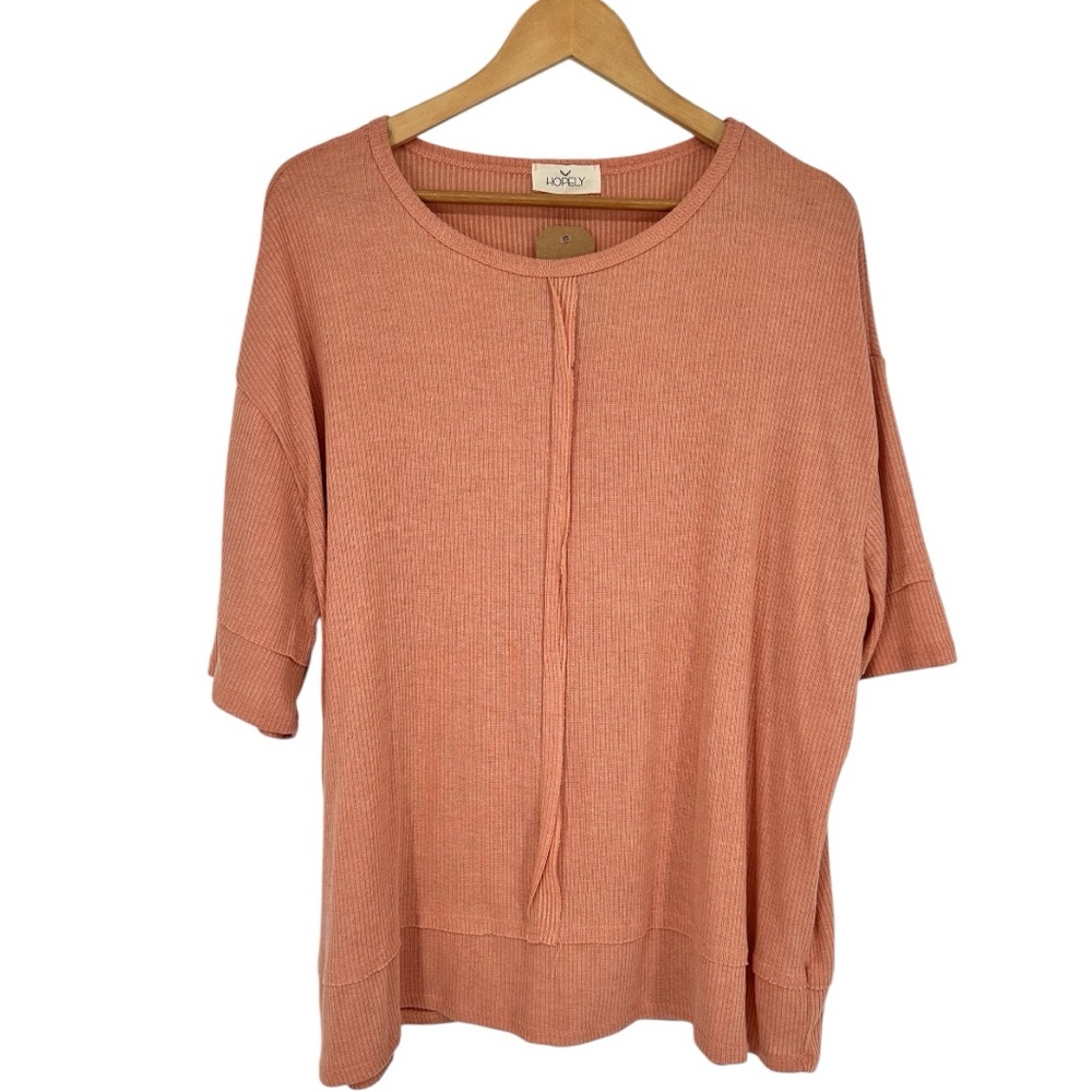 Hopely Boutique Ribbed Top size 2X Salmon 1/2 Sleeves